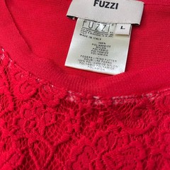 Fuzzi Long Sleeve Solid Lace Dress Midi size Large Red Bodycon