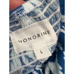 Honorine Marguerite tiered blue and white ikat cotton-gauze maxi dress L