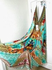 SHAHIDA PARIDES Rhinestone 3-Way Convertible Silk Maxi Hi-Lo Dress O/S S M L XL