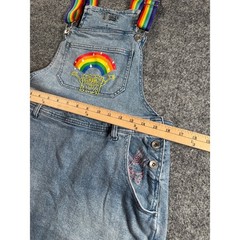SpongeBob SquarePants Rainbow Denim Overall Dress Womens Medium Light Wash Blue