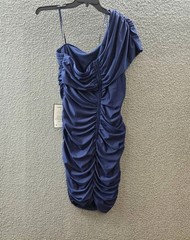 B. Darlin Plus Size Ruched One-Shoulder Dress 18W Navy Solid Back Ziper $79 MSRP