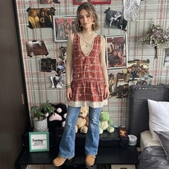 4-Way Reversible & Adjustable Tunic Top Floral Plaid Vintage Retro Layering Vest