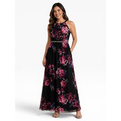 SLNY Floral Halter Maxi Dress Size 16 NWT