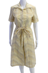 Cynthia Cynthia Steffe Womens Striped Button Down A Line Dress Yellow Size 6