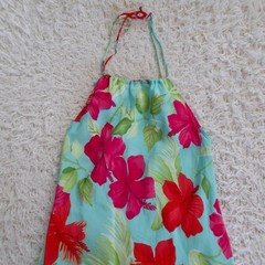 y2k silk hawaiian halter midi dress