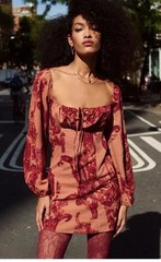 Urban Outfitters Vivienne Red Paisley Printed Long Sleeve Mini Dress UO Large