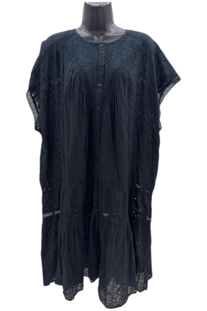 Anthropologie Women&rsquo;s Ruffle Lace Midi Dress Black