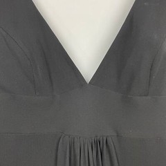 Maria Bianca Nero Plunge Neck Cocktail Dress Size M Black Crepe Silk LBD Glam