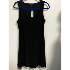 Little Black Sleeveless A-Line Dress Distinctive beads and dangling shells NWT