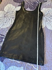 Womens Juniors Wet Seal Black Sequin Tank Dress Sleeveless Size XS or S Bodycon