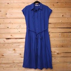 Comptoir Des Cotonniers Uniqlo Blue Linen Lyocell Pleated Shirt Dress XXS