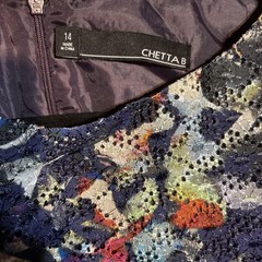 Chetta B Abstract Multicolor Eyelet Dress Size 14 Career Church Party Work