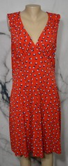 LEOTA Red Blue Gray Ivory Patterned Sleeveless Dress 2L 2X Fit & Flare USA
