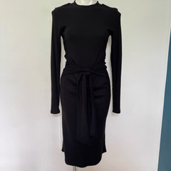 Fourteenth Place Long sleeve ribbed black midi body con dress
