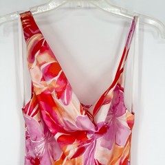 NEXT/UP Asymmetric Strap Watercolor Floral Slit Slip Maxi Formal Dress Sz 11/12