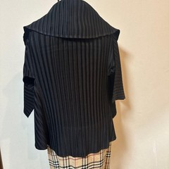Burberry Nova Check Dress L (40) Beige High Neck Three Quarter Sleeve Auth