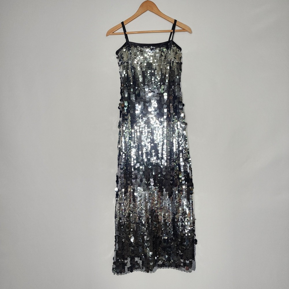 Silver Sequin Retro Party Flapper Dress Le AL.X Women&rsquo;s Size XS