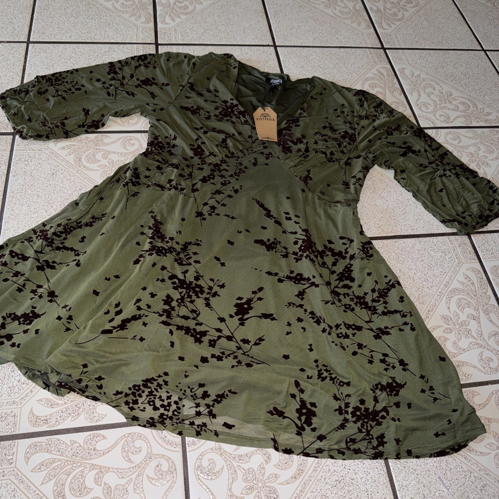 Disturbia Jael Flocked Devore Smock Mini Dress US16