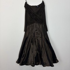 Tadashi Collection Brown Silk Off Shoulder Ruched Bodice Evening Gown Dress 6
