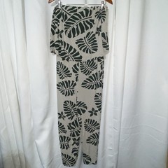 Tanoa Green & Beige Leaf Design Sleeveless Jumper Women 1X Polynesian Hawaiian