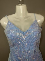 Windsor Dress Womens XS Light Blue Sequin Bodycon Mini Spaghetti Strap V Neck