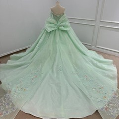 Green Quinceanera Dress Party Beading Ball Gown Bride Robe Scoop Neck Appliques