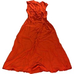 UK6 Women&rsquo;s Orange Ruched Midi Sleeveless Dress
