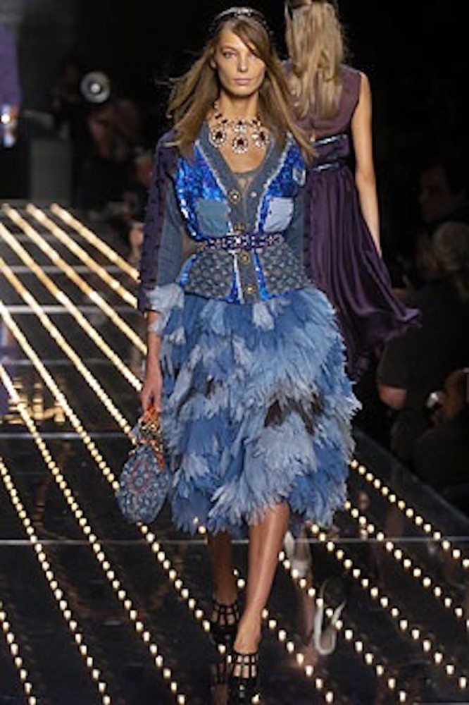 Louis Vuitton Runway Blue Sequin Ruffle Stunning Jacket/Skirt!!