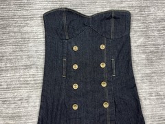 Gold Flava Dress Womens Medium Blue Denim Dark Wash Mini Cotton Blend