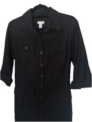Chico&rsquo;s Black Tie Waist Poplin Shirt Dress Pockets Midi 3/4 Sleeve 0.5 6 Small