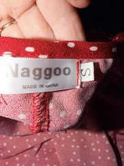 Red With White Polka Dots Mini Dress Tie Waist With Ruffles Sz. S V Neck