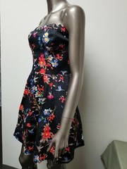 Express Floral sweetheart strapless fit and flare black dress. Retail: $79.90