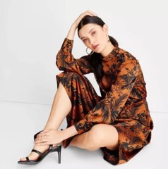 Kahlana Barfield Brown Future Collective Long Sleeve Asymmetrical Dress XS New