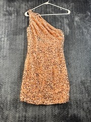 Lavetir One Shoulder Short Tight Homecoming Dress Womens 4 Peach Pink Sequins
