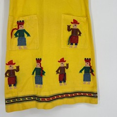 Vtg Mayan Modern Guatemala Dress Womens 8 Yellow Embroidered People Boho