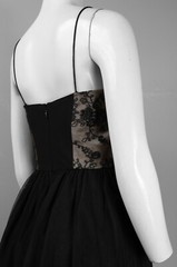 Hailey Lace Underwire Bustier Spaghetti Strap Tulle Gown Size 14 Black NWT $169