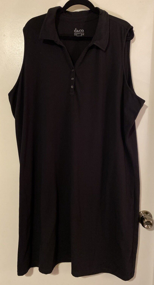 D & Co. Essentials brand Black 3XL Sleeveless Dress 95% Cotton 5% Spandex Blend