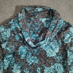Marks Spencer Dress Size 12 Teal Mix Floral Abstract Rose Cowl Neck Jersey Soft