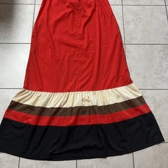 Vintage Kinnari Dress Small Multicolor Red Black Brown White Long
