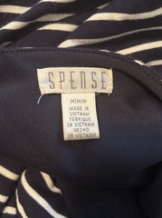 Spence Striped Maxi Dress Black & White V Neck Assymetrical Sleeveless Medium