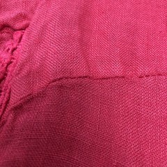 Linen Popover Shirt Dress Italy Mandarin Collar Roll Tab Sleeve Small Coral Pink
