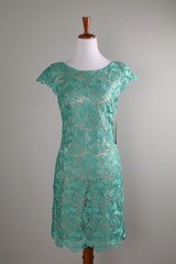 ELIZA J NWT $178 Green Embroidered Guipure Lace Beige Lined Sheath Dress Size 6