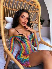 Sexy LGBT Rainbow Pride Hollow Out Off Shoulder Bodycon Babydoll Dress US Seller