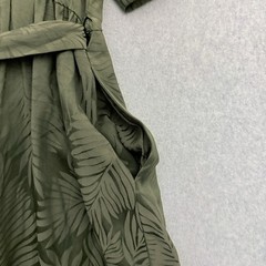 Oliver Bonas Maxi Wrap Dress Green Leaf Print UK 12 US 8 Short Sleeve Romantic