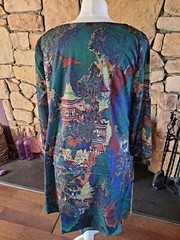 Tendency Dark Green Patterned/multi Layered Shift Dress Size L BNWT