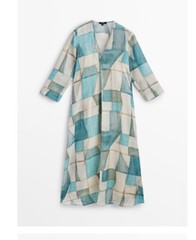 NWT Massimo Dutti ramie geometrical pattern dress