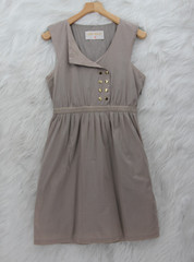 Lauren Moffat Anthropologie 100% Cotton Sheath Beige Dress Women&rsquo;s Size 8 Preppy