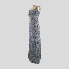 Vintage 1990s Rampage Blue Floral Long Sleeveless Cottagecore Maxi Dress XS/S