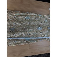 Fringed Beaded Midi Dress in Beige B5