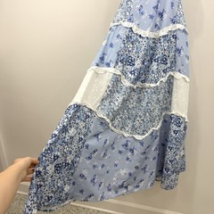 Cottagecore Babydoll Patchwork Maxi Dress S Fairy Romantic Coquette Prairie